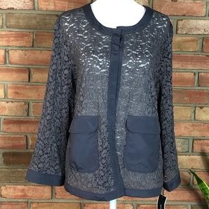 New Alfani Grey Open Front Lace Jacket